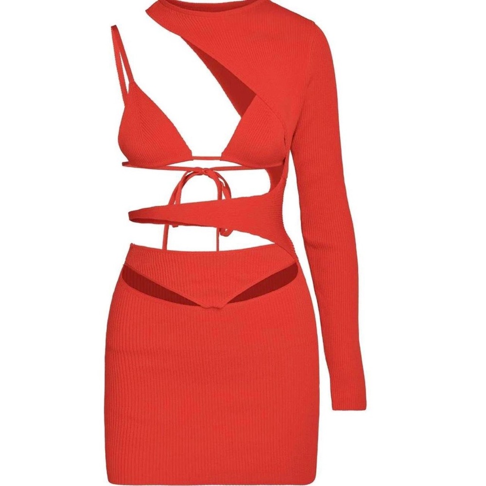 I am Gia two piece, red sweater, mini dress set
